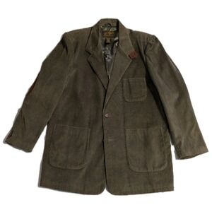Eddie Bauer Mens 46 Corduroy Blazer Sport Coat Leather Elbow Patch Brown Jacket